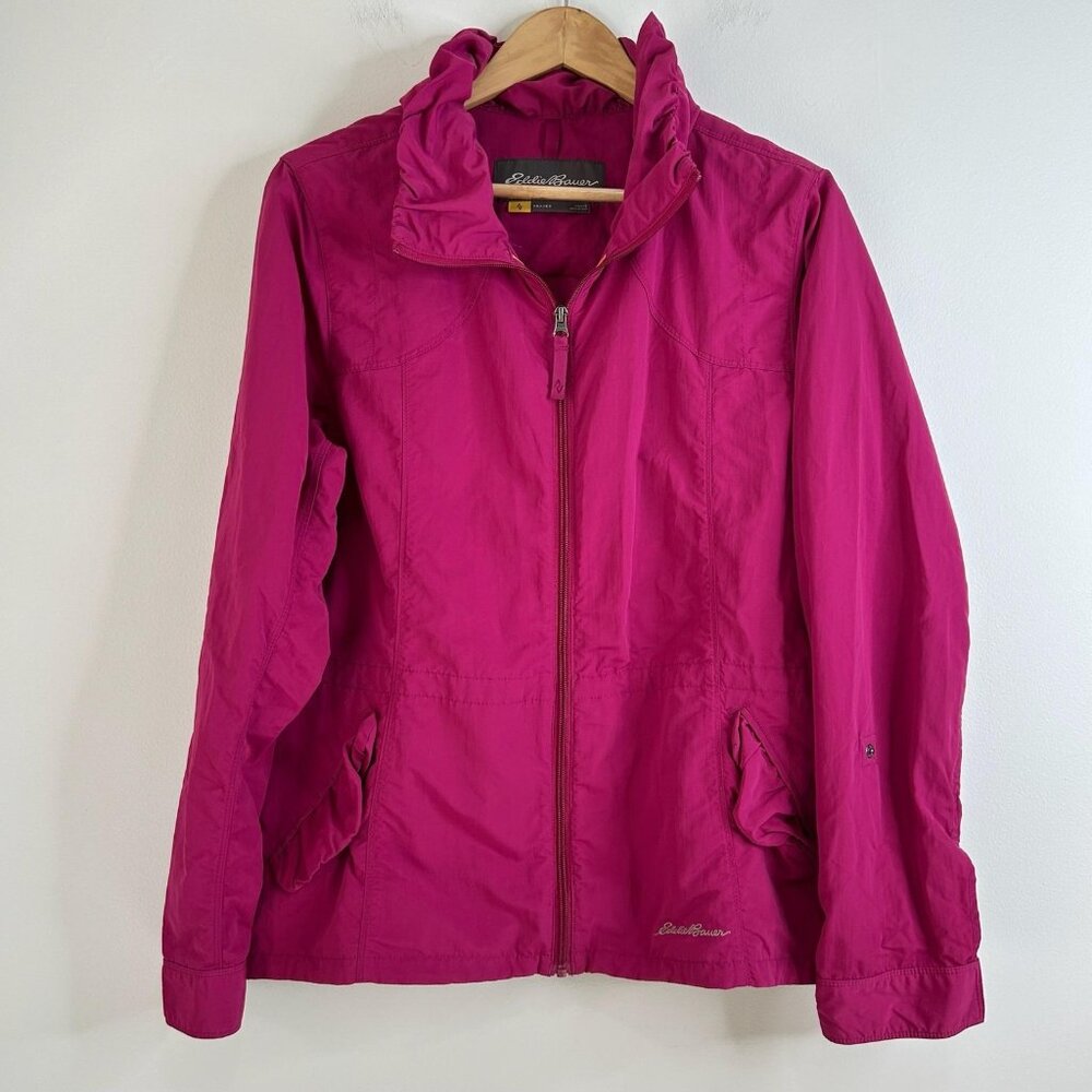 Eddie Bauer Jacket Womens Large Pink‎ Travex Lightweight Full Zip Windbreaker